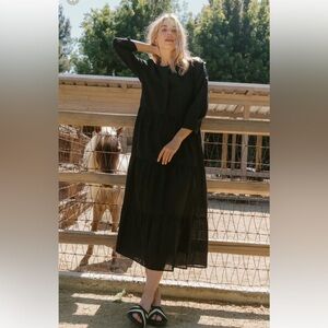 Jenni Kayne James Tiered Sheer Dress in Black